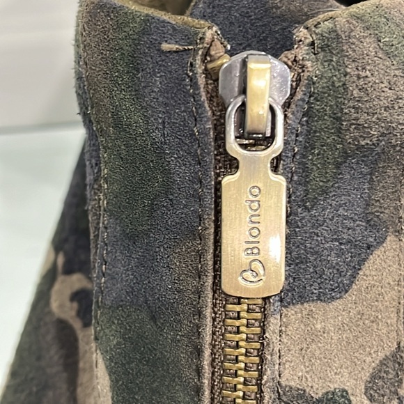 Blondo Glenda Waterproof Sneaker Bootie Shoes Camo Green Leather Vamp Zipper 11 - Picture 4 of 15